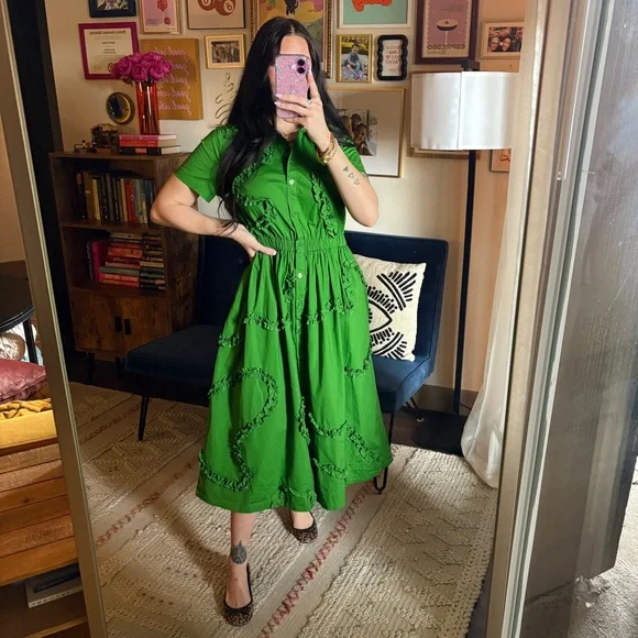 Kate Spade x Target Green Ruffled Midi Dress